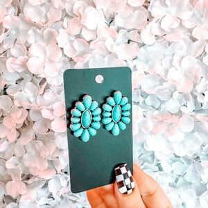 Elegant Turquoise Floral Earrings